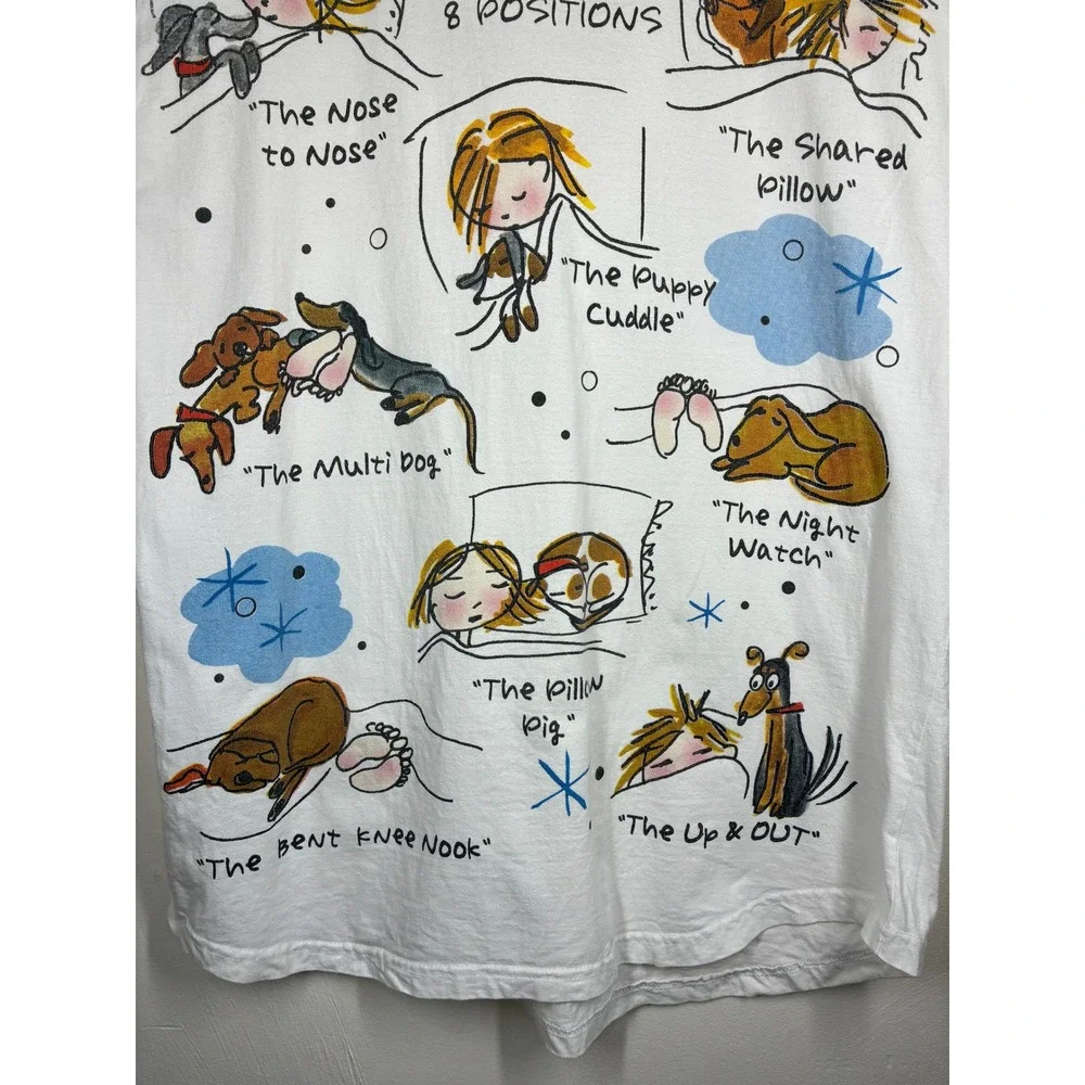 How To Sleep With A Dog Graphic Night Shirt White One Size Cotton Humor Puppy - Picture 3 of 10